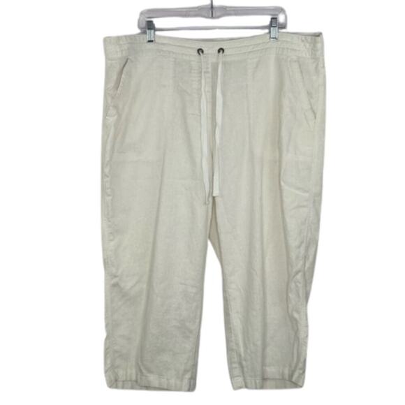 Per Se White Linen Viscose Blend Capri Pants Coastal Women's size 2X Beach - Picture 1 of 9
